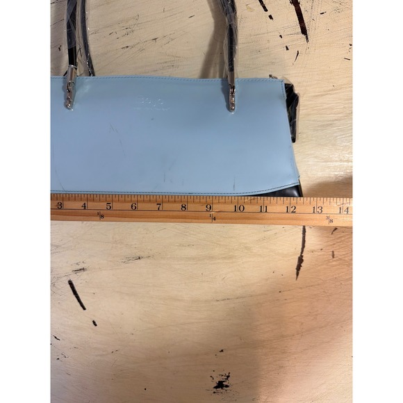 Beijo Shoulder Bag Womens Medium Blue Black Patent Y2K Structured Satchel - Picture 6 of 8